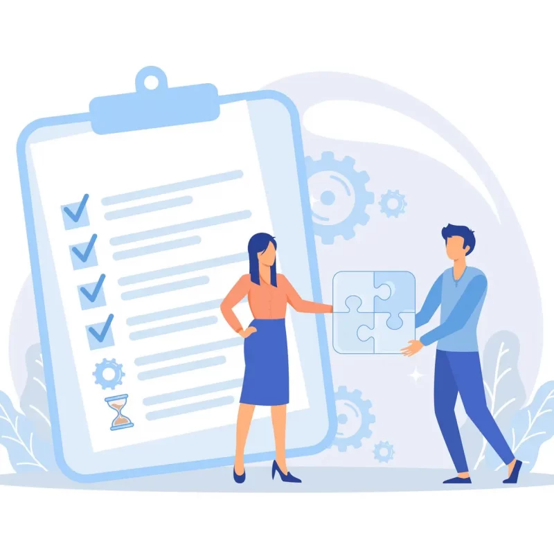 Project management. Business process and planning, workflow organization. Colleagues working together, teamwork. Project delivery concept.